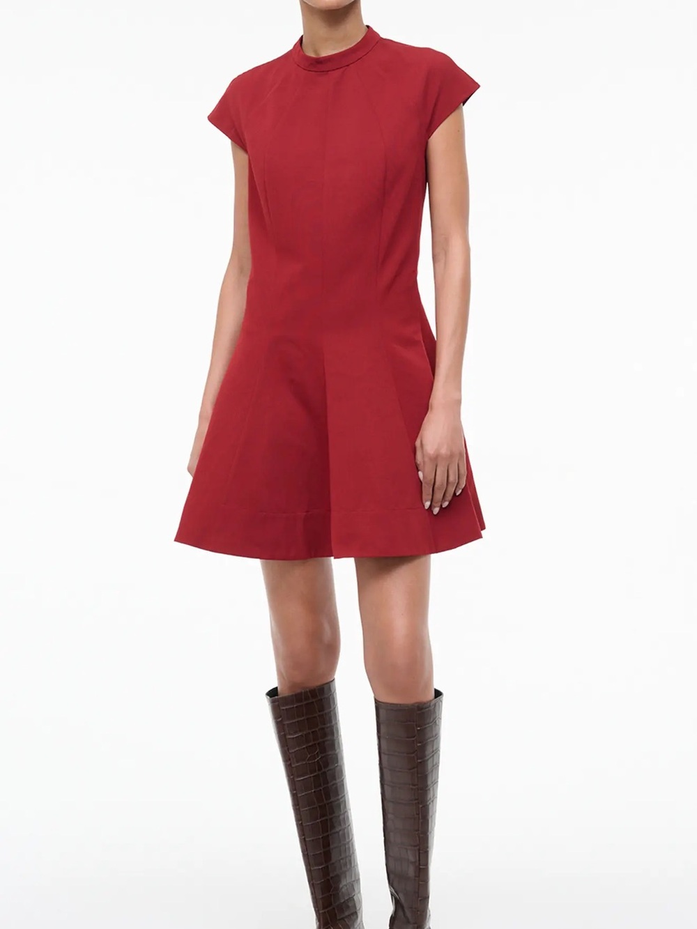 STAUD Ellie Drop Waist Dress in Pomegranate